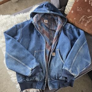 Blue Hooded Denim Carhartt Jacket